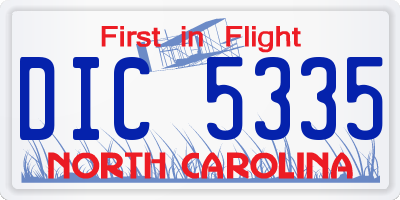 NC license plate DIC5335