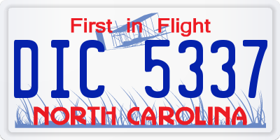 NC license plate DIC5337