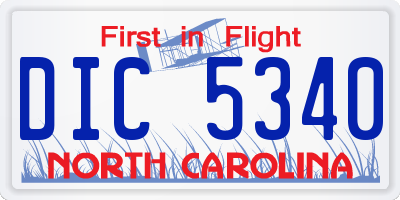 NC license plate DIC5340