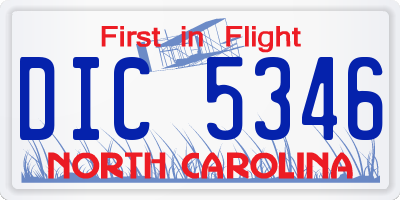 NC license plate DIC5346