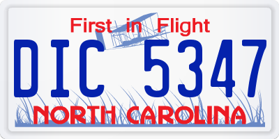 NC license plate DIC5347