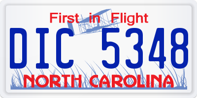 NC license plate DIC5348