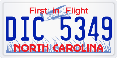 NC license plate DIC5349