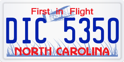 NC license plate DIC5350