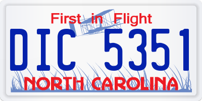 NC license plate DIC5351