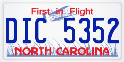 NC license plate DIC5352