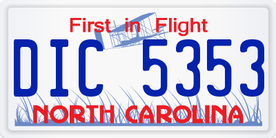 NC license plate DIC5353