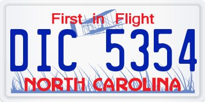 NC license plate DIC5354