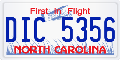 NC license plate DIC5356