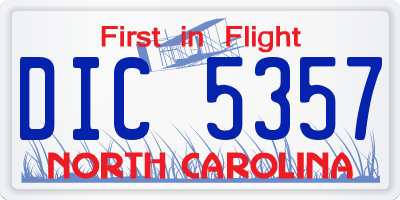 NC license plate DIC5357