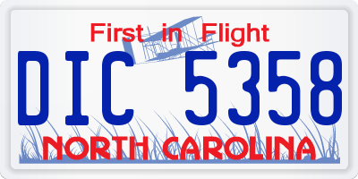 NC license plate DIC5358
