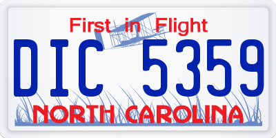 NC license plate DIC5359