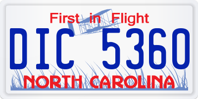NC license plate DIC5360