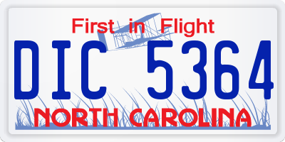 NC license plate DIC5364