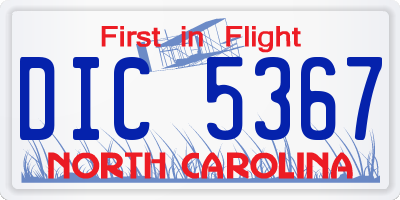 NC license plate DIC5367