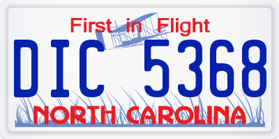 NC license plate DIC5368