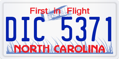 NC license plate DIC5371