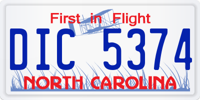NC license plate DIC5374