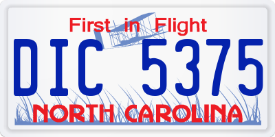 NC license plate DIC5375