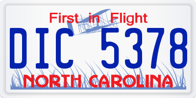 NC license plate DIC5378