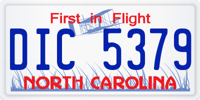 NC license plate DIC5379
