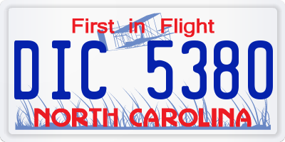 NC license plate DIC5380