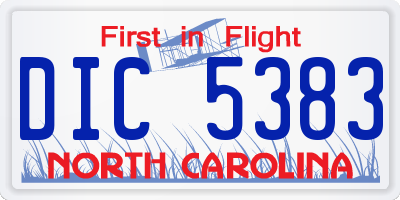 NC license plate DIC5383