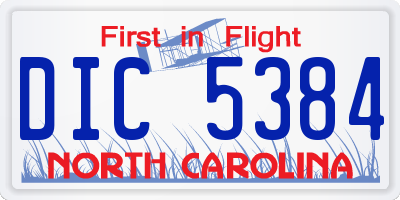 NC license plate DIC5384