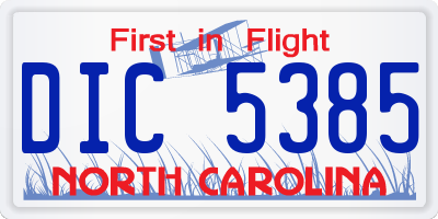 NC license plate DIC5385