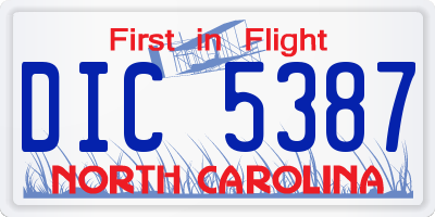 NC license plate DIC5387