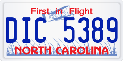 NC license plate DIC5389
