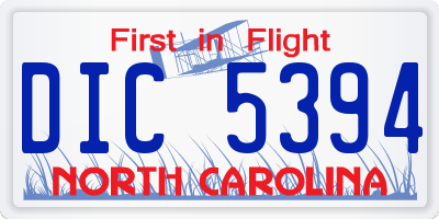 NC license plate DIC5394