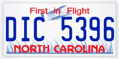 NC license plate DIC5396