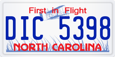 NC license plate DIC5398