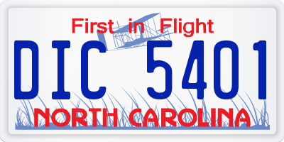 NC license plate DIC5401