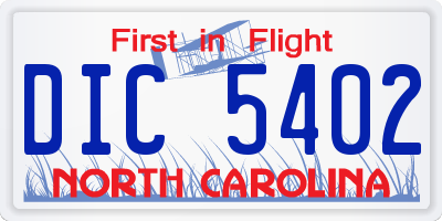 NC license plate DIC5402