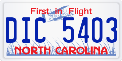 NC license plate DIC5403