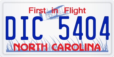 NC license plate DIC5404