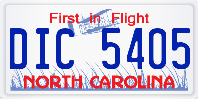 NC license plate DIC5405