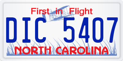 NC license plate DIC5407