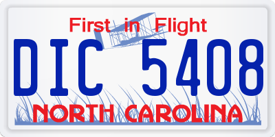 NC license plate DIC5408