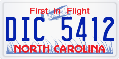 NC license plate DIC5412