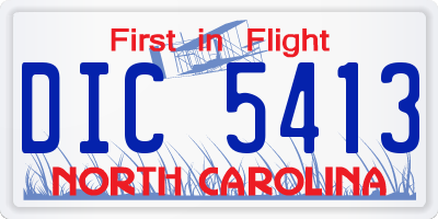 NC license plate DIC5413