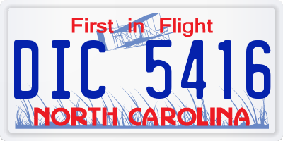 NC license plate DIC5416