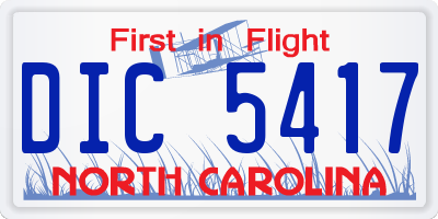 NC license plate DIC5417