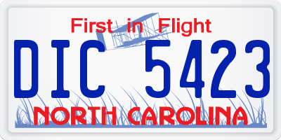 NC license plate DIC5423