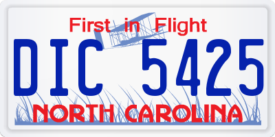 NC license plate DIC5425