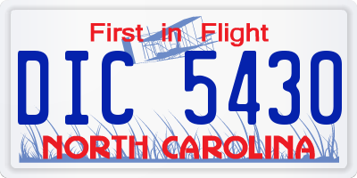 NC license plate DIC5430