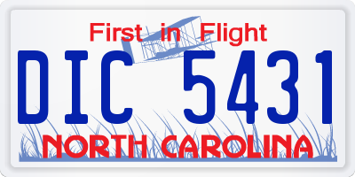 NC license plate DIC5431