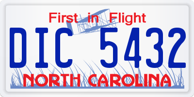 NC license plate DIC5432
